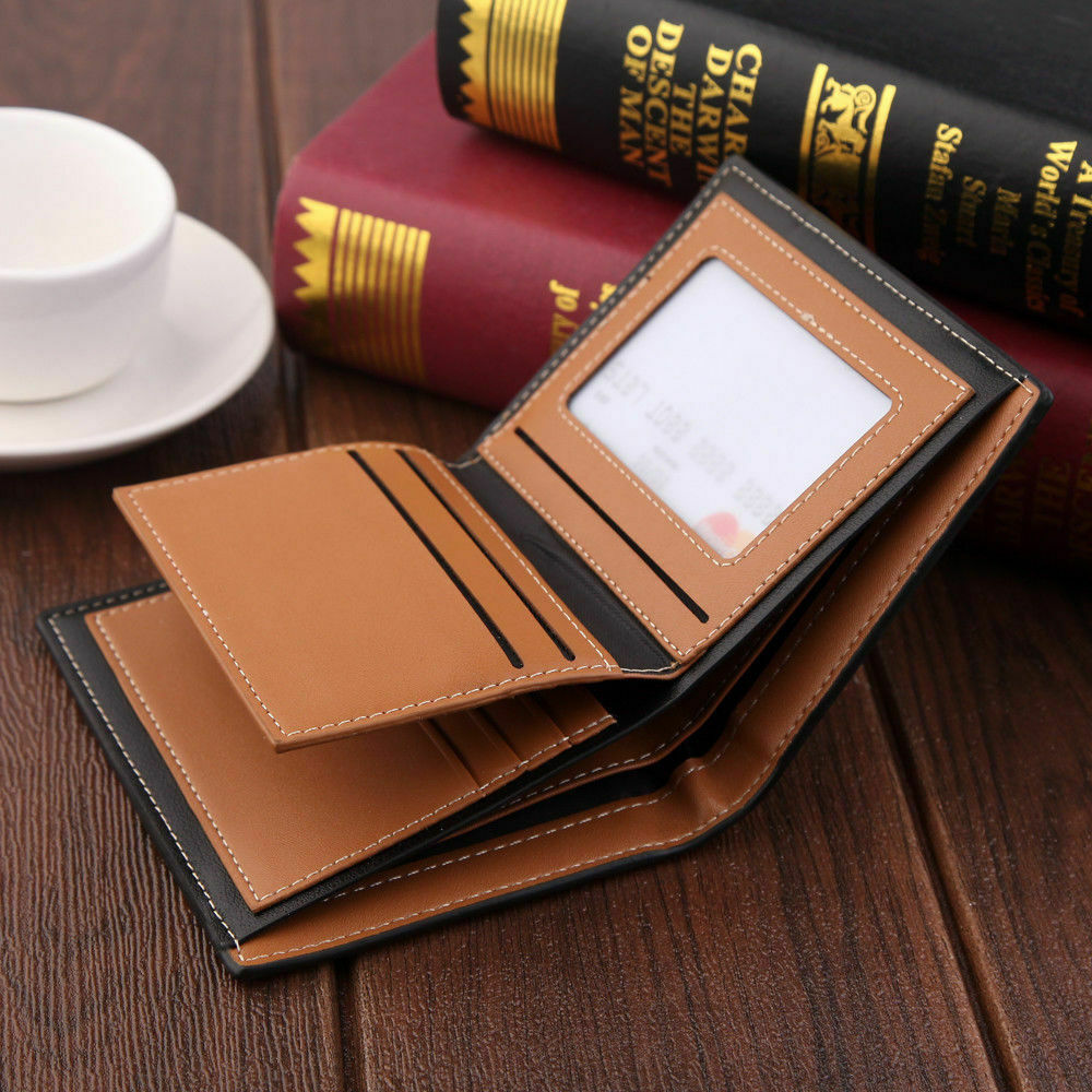 WALLET Bi Fold PU Leather Wallet  - Dark Brown